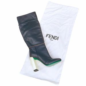 FENDI Boots. NEVER WORN. Knee-high pull on. Chunky heel. Size 36.